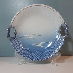 Bing and Grondahl Seagull Large Porcelain Cake Plate w/ Fish Handles, #304, B&G